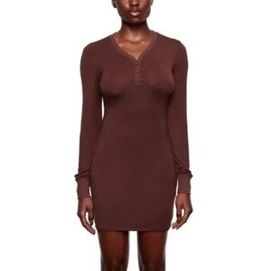 NWTSkims V-neck Henley Lounge Dress in Coco XL
